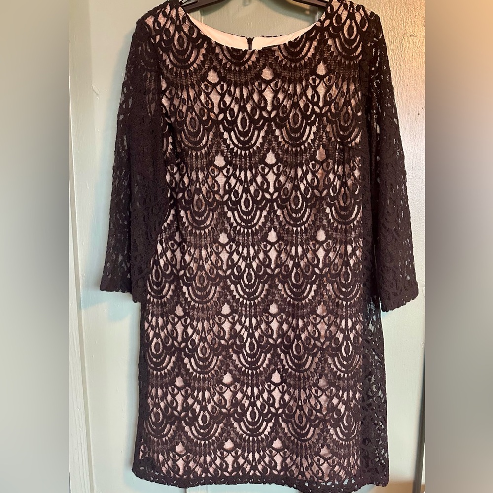 RNStudio by RONNINICOLE Elegant Black Lace with Nude Lining Dress